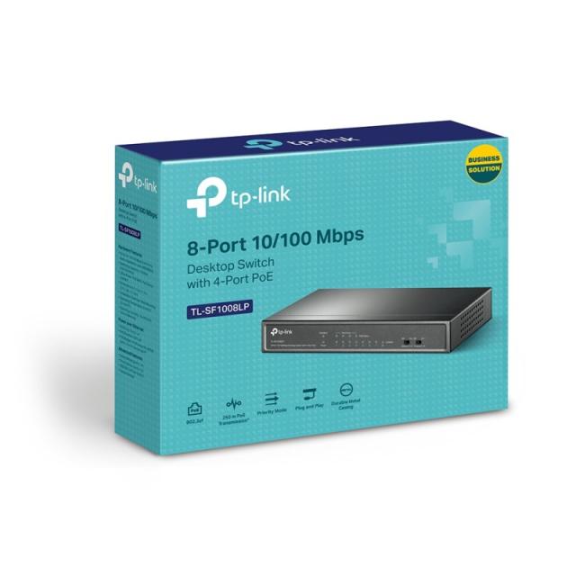 TP-Link - TL-SF1008LP switch No administrado Fast Ethernet (10/100) Energía sobre Ethernet (PoE) Negro