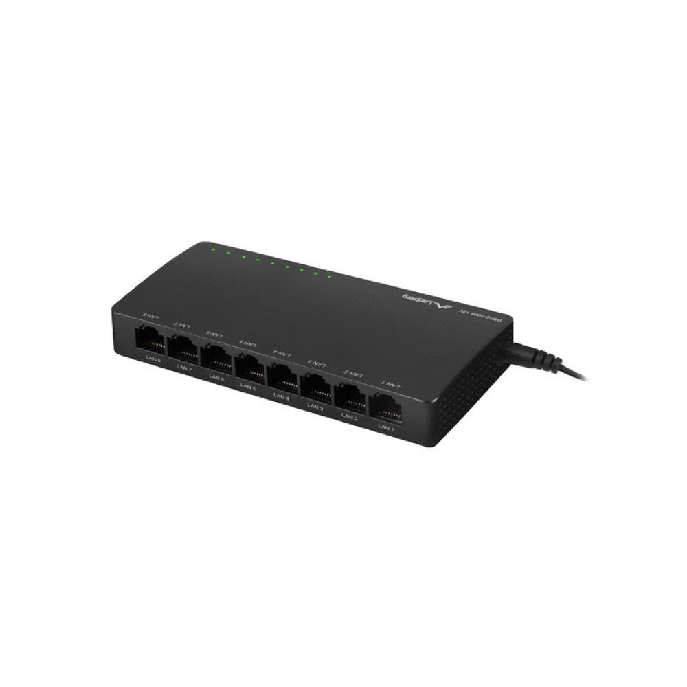 Lanberg - DSP2-1008-12V switch No administrado Gigabit Ethernet (10/100/1000) Negro