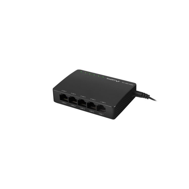 Lanberg - DSP2-1005-12V switch No administrado Gigabit Ethernet (10/100/1000) Negro