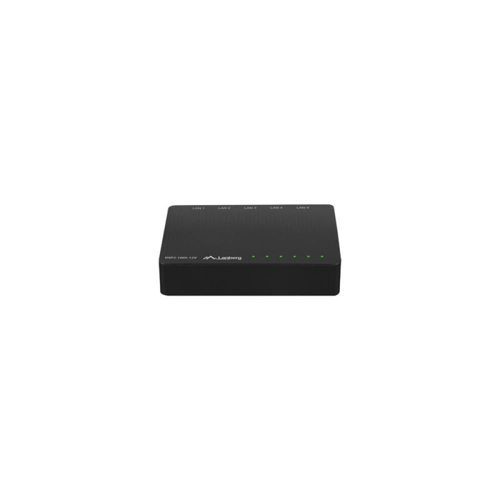 Lanberg - DSP2-1005-12V switch No administrado Gigabit Ethernet (10/100/1000) Negro
