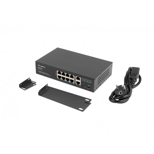 Lanberg - RSFE-8P-2GE-120 switch No administrado Gigabit Ethernet (10/100/1000) Energía sobre Ethernet (PoE) 1U Negro