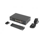 Lanberg - RSFE-8P-2GE-120 switch No administrado Gigabit Ethernet (10/100/1000) Energía sobre Ethernet (PoE) 1U Negro