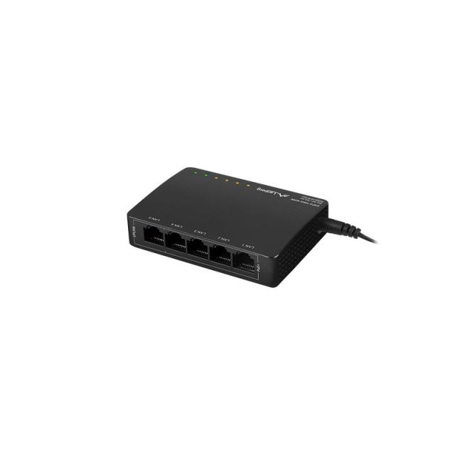 Lanberg - DSP3-1005-60W switch No administrado Gigabit Ethernet (10/100/1000) Energía sobre Ethernet (PoE) Negro