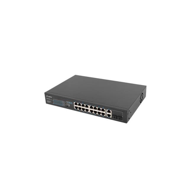 Lanberg - RSFE-16P-2C-250 switch No administrado Gigabit Ethernet (10/100/1000) Energía sobre Ethernet (PoE) 1U Negro