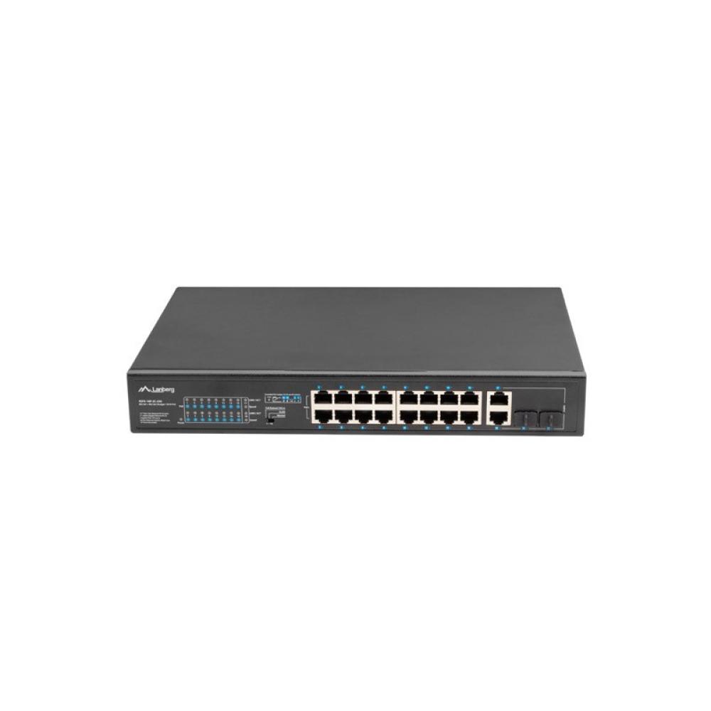 Lanberg - RSFE-16P-2C-250 switch No administrado Gigabit Ethernet (10/100/1000) Energía sobre Ethernet (PoE) 1U Negro