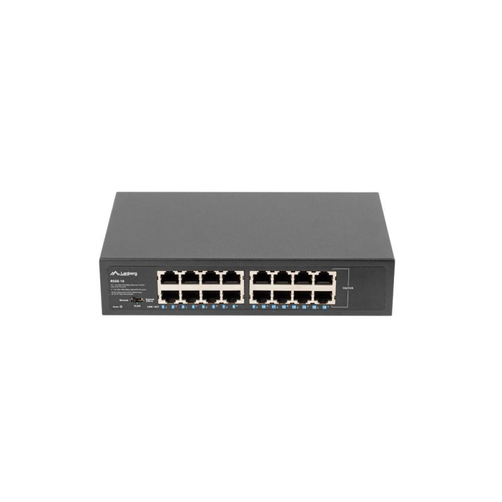 Lanberg - RSGE-16 switch No administrado Gigabit Ethernet (10/100/1000) 1U Negro