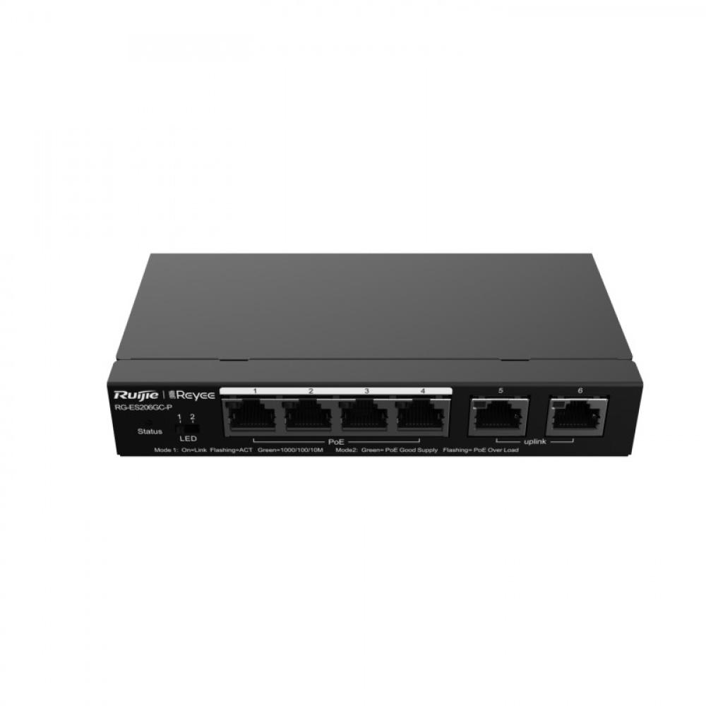 Ruijie Networks - RG-ES206GC-P switch Gigabit Ethernet (10/100/1000) Energía sobre Ethernet (PoE) Negro
