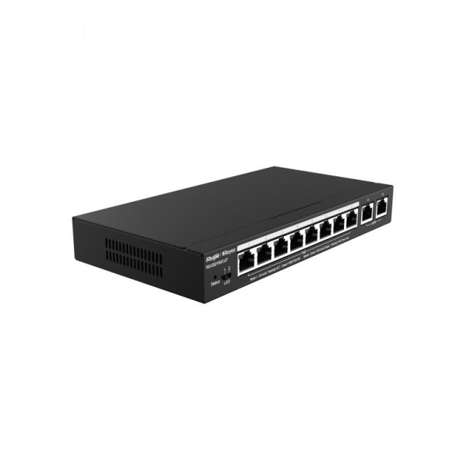 Ruijie Networks - RG-ES210GC-LP switch Gestionado L2 Gigabit Ethernet (10/100/1000) Energía sobre Ethernet (PoE) Negro