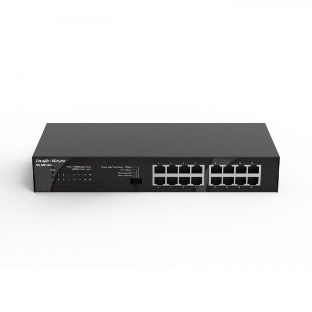 Ruijie Networks - RG-ES116G switch No administrado Gigabit Ethernet (10/100/1000) Negro
