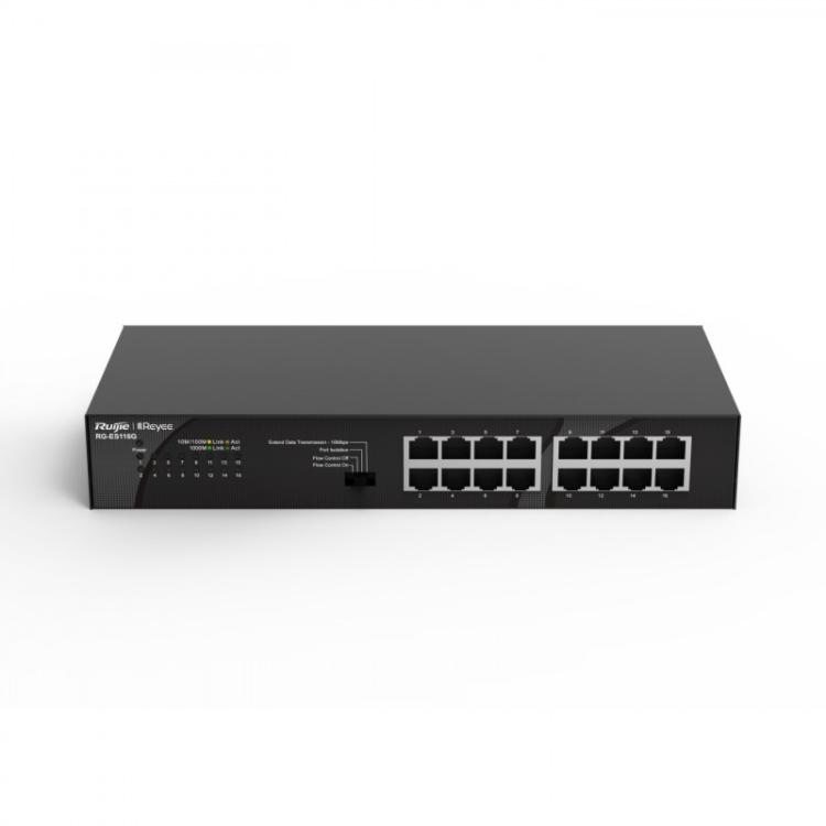 Ruijie Networks - RG-ES116G switch No administrado Gigabit Ethernet (10/100/1000) Negro