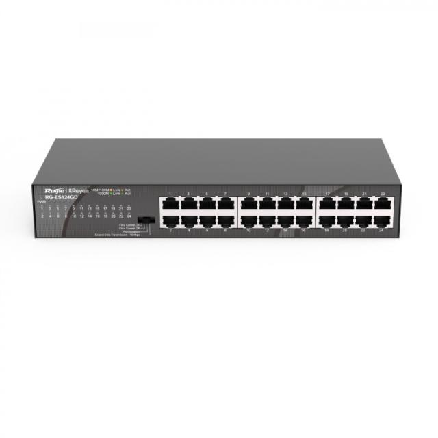Ruijie Networks - RG-ES124GD switch No administrado Gigabit Ethernet (10/100/1000) Negro