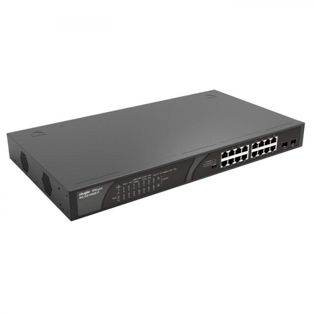 Ruijie Networks - RG-ES118GS-P switch No administrado Gigabit Ethernet (10/100/1000) Energía sobre Ethernet (PoE) Negro