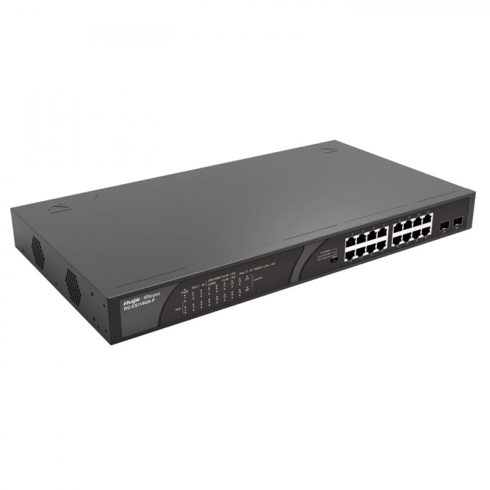 Ruijie Networks - RG-ES118GS-P switch No administrado Gigabit Ethernet (10/100/1000) Energía sobre Ethernet (PoE) Negro