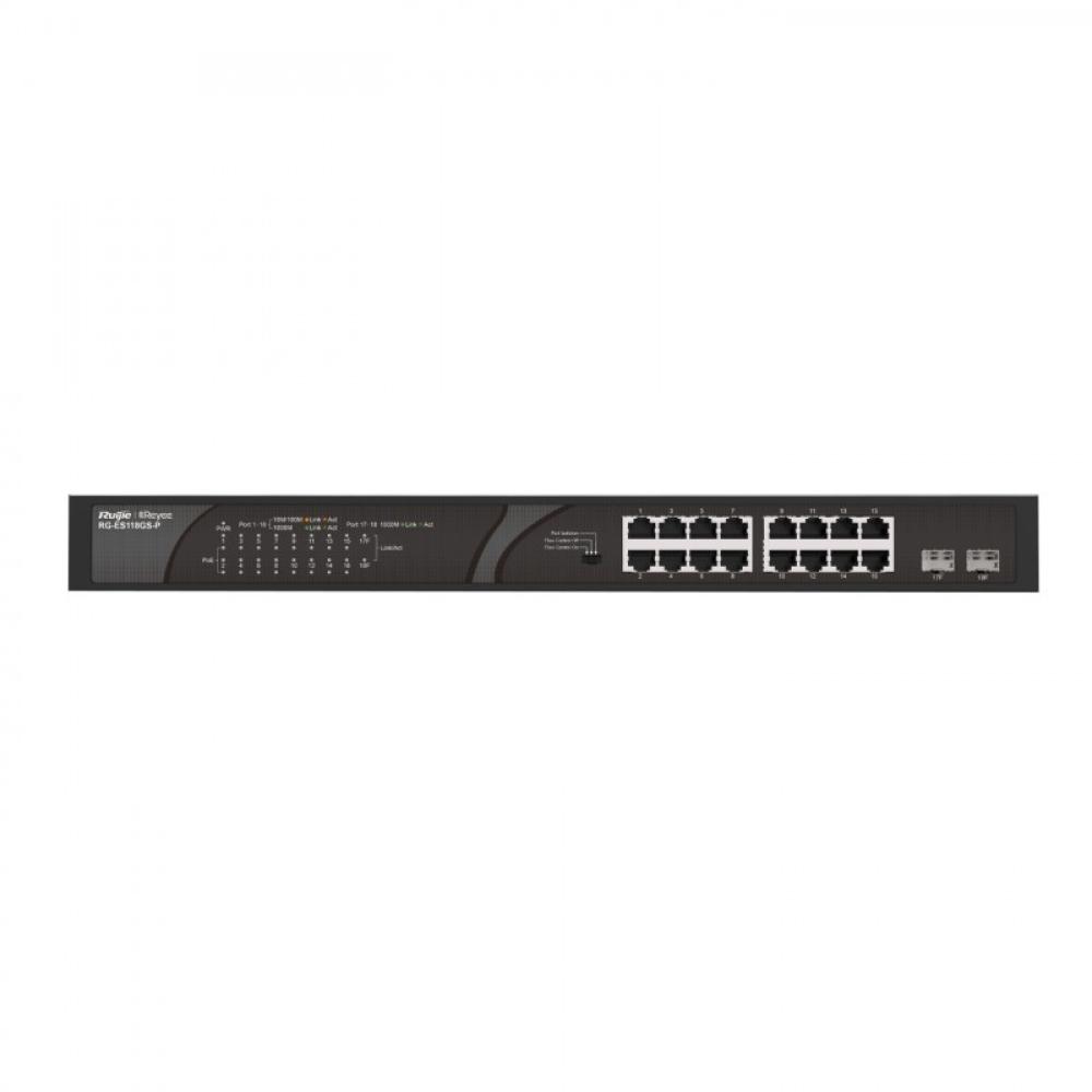 Ruijie Networks - RG-ES118GS-P switch No administrado Gigabit Ethernet (10/100/1000) Energía sobre Ethernet (PoE) Negro