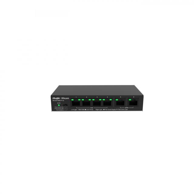 Ruijie Networks - RG-ES106D-P V2 switch No administrado Fast Ethernet (10/100) Energía sobre Ethernet (PoE) Negro