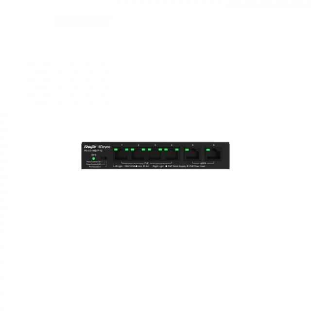 Ruijie Networks - RG-ES106D-P V2 switch No administrado Fast Ethernet (10/100) Energía sobre Ethernet (PoE) Negro