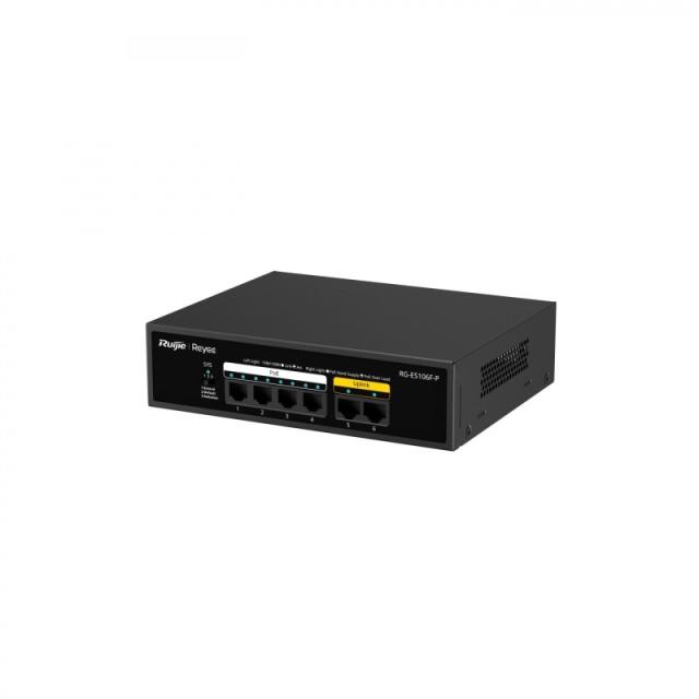 Ruijie Networks - RG-ES106F-P switch No administrado L2 Fast Ethernet (10/100) Energía sobre Ethernet (PoE) Negro