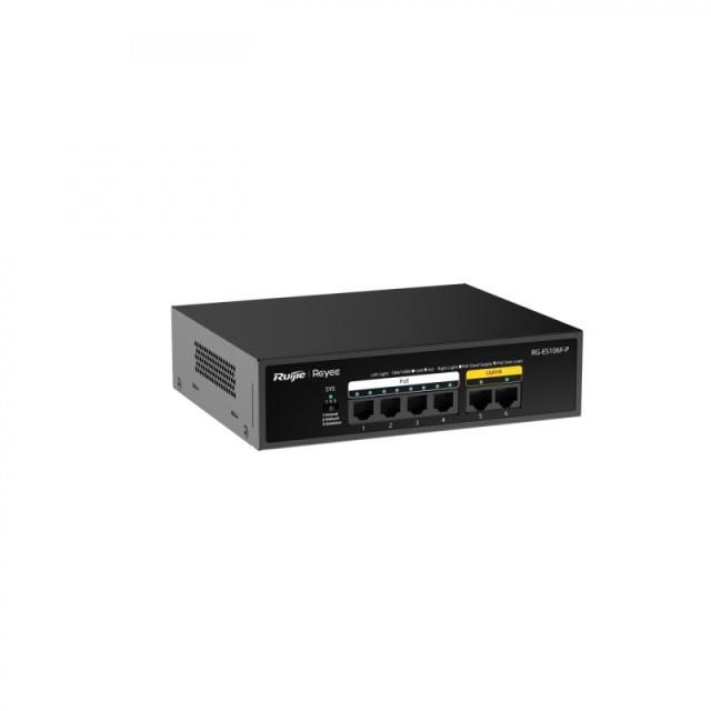 Ruijie Networks - RG-ES106F-P switch No administrado L2 Fast Ethernet (10/100) Energía sobre Ethernet (PoE) Negro