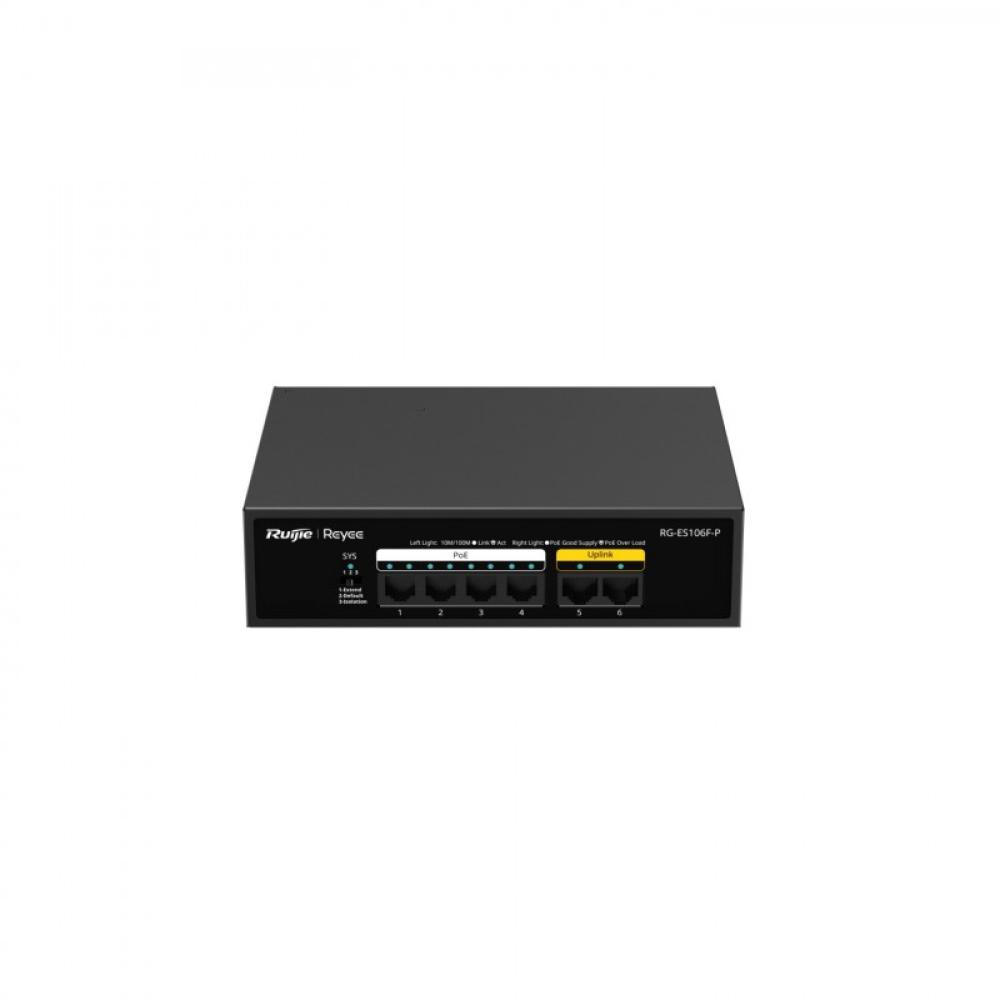 Ruijie Networks - RG-ES106F-P switch No administrado L2 Fast Ethernet (10/100) Energía sobre Ethernet (PoE) Negro