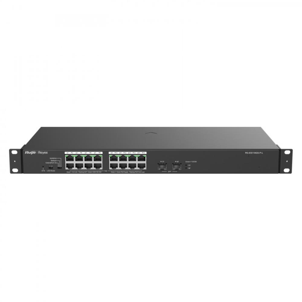 Ruijie Networks - RG-ES118GS-P-L switch No administrado L2 Gigabit Ethernet (10/100/1000) Energía sobre Ethernet (PoE) Negro