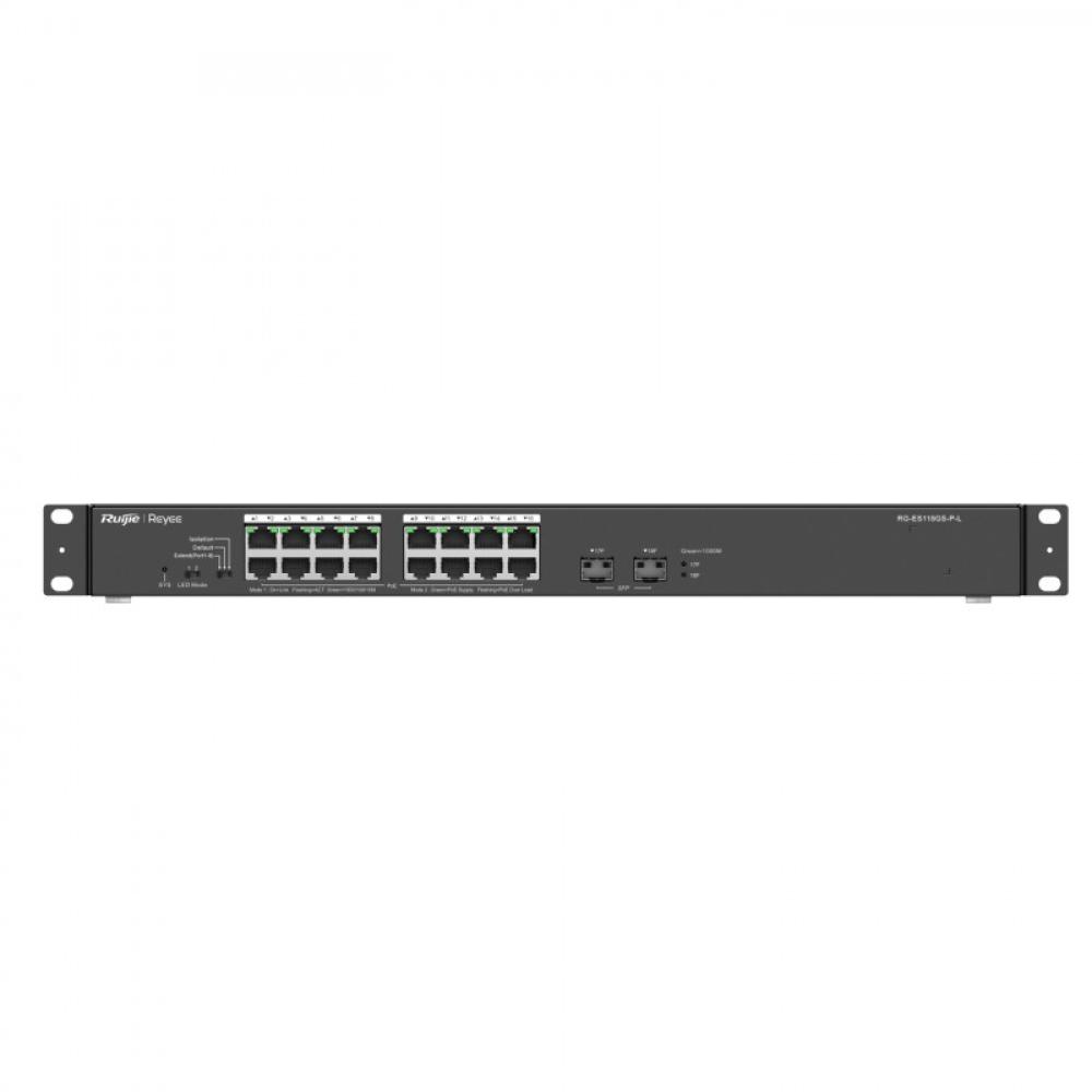 Ruijie Networks - RG-ES118GS-P-L switch No administrado L2 Gigabit Ethernet (10/100/1000) Energía sobre Ethernet (PoE) Negro