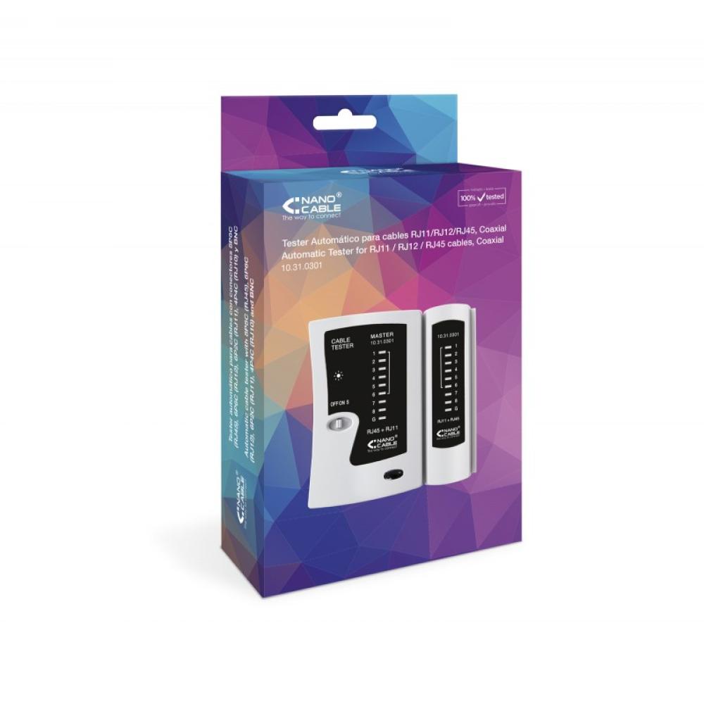 Nanocable - 10.31.0301 comprobador de cables de red Gris