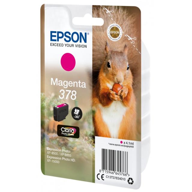 Epson - Squirrel Singlepack Magenta 378 Claria Photo HD Ink
