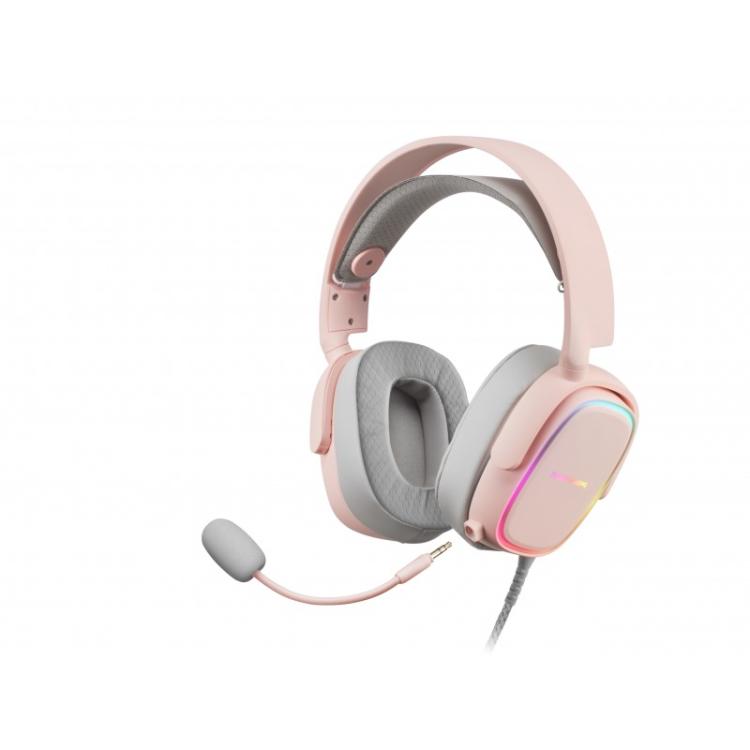 Mars Gaming - MHAX Rosa, Auriculares Gaming RGB, Micrófono Extraíble, HiFi, Compatibilidad Multiplataforma