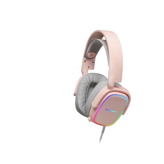 Mars Gaming - MHAX Rosa, Auriculares Gaming RGB, Micrófono Extraíble, HiFi, Compatibilidad Multiplataforma
