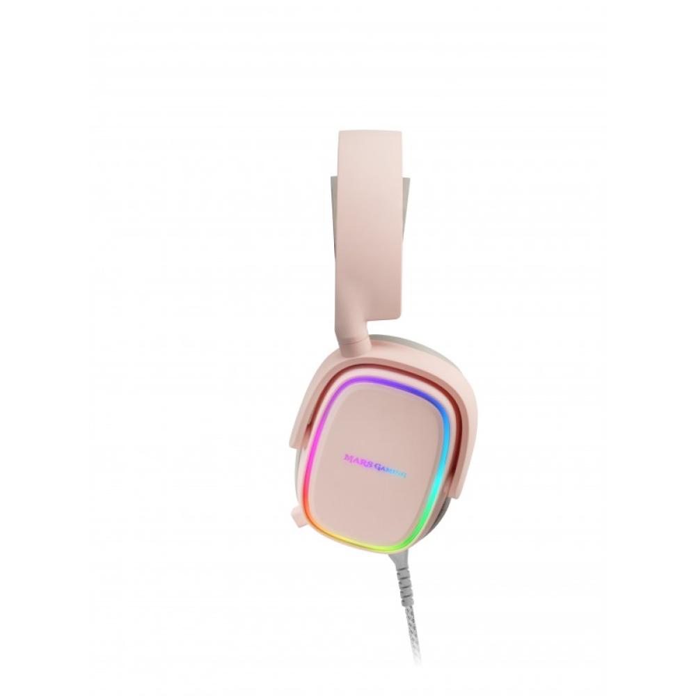 Mars Gaming - MHAX Rosa, Auriculares Gaming RGB, Micrófono Extraíble, HiFi, Compatibilidad Multiplataforma
