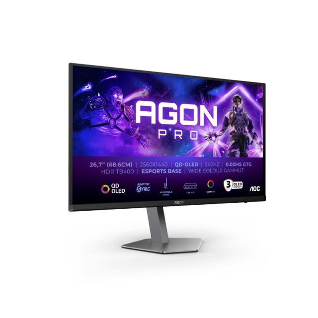 AOC - AGON PRO AG276QZD2 pantalla para PC 67,3 cm (26.5") 2560 x 1440 Pixeles Quad HD QD-OLED Negro, Gris