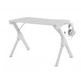 Mars Gaming - MGD, Mesa Ergonómica Gaming, Soporte Auriculares y Bebidas, Escritorio PC, 110x60cm, Blanco
