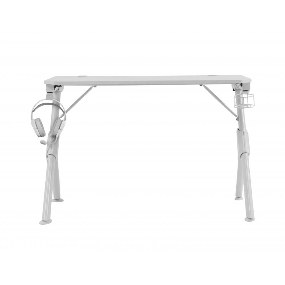 Mars Gaming - MGD, Mesa Ergonómica Gaming, Soporte Auriculares y Bebidas, Escritorio PC, 110x60cm, Blanco