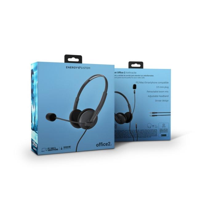 Energy Sistem - Office 2 Auriculares Alámbrico Diadema Oficina/Centro de llamadas Antracita
