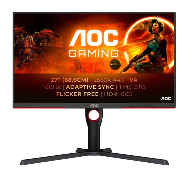AOC - G3 Q27G3XMN/BK pantalla para PC 68,6 cm (27") 2560 x 1440 Pixeles 2K Ultra HD LED Negro, Rojo