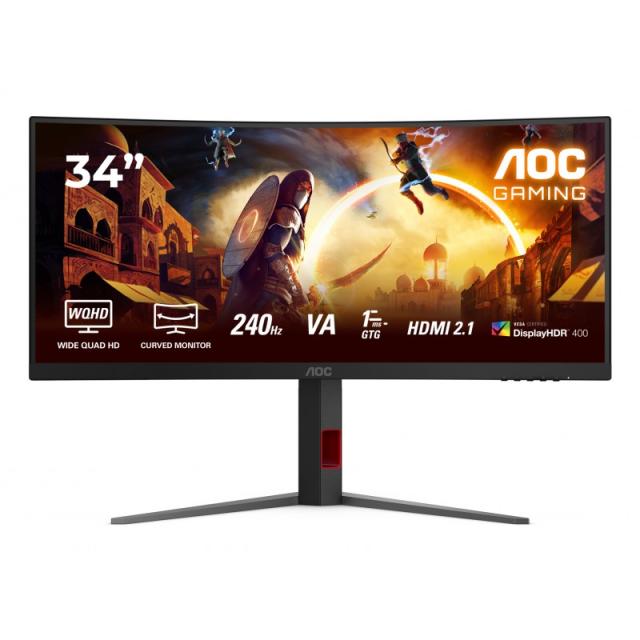 AOC - G4 CU34G4Z pantalla para PC 86,4 cm (34") 3440 x 1440 Pixeles Wide Quad HD LED Negro, Rojo