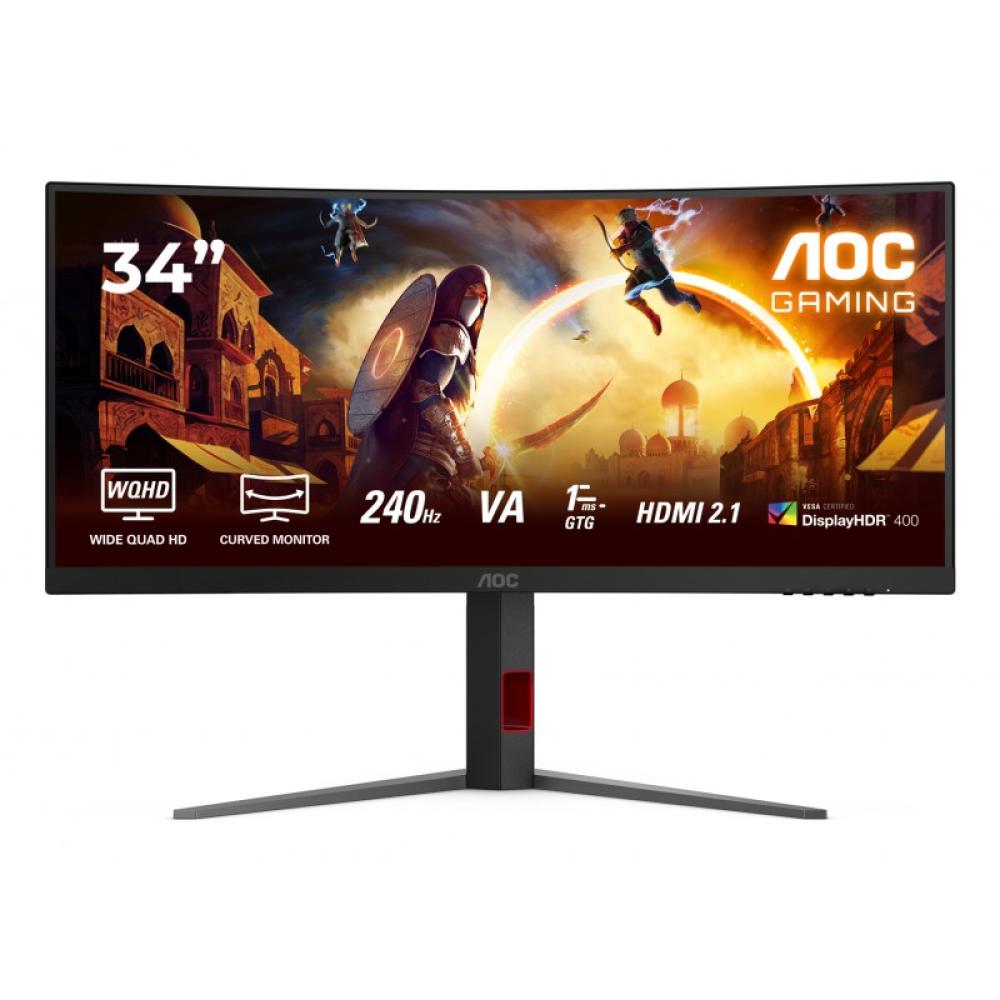 AOC - G4 CU34G4Z pantalla para PC 86,4 cm (34") 3440 x 1440 Pixeles Wide Quad HD LED Negro, Rojo
