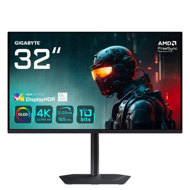 GIGABYTE - MO32U 31,5" Monitor Gaming OLED 4K UHD - 3840 x 2160, 165Hz, 0.03ms, 250 cd/m², Display HDR True Black 400, HDMI 2.1,