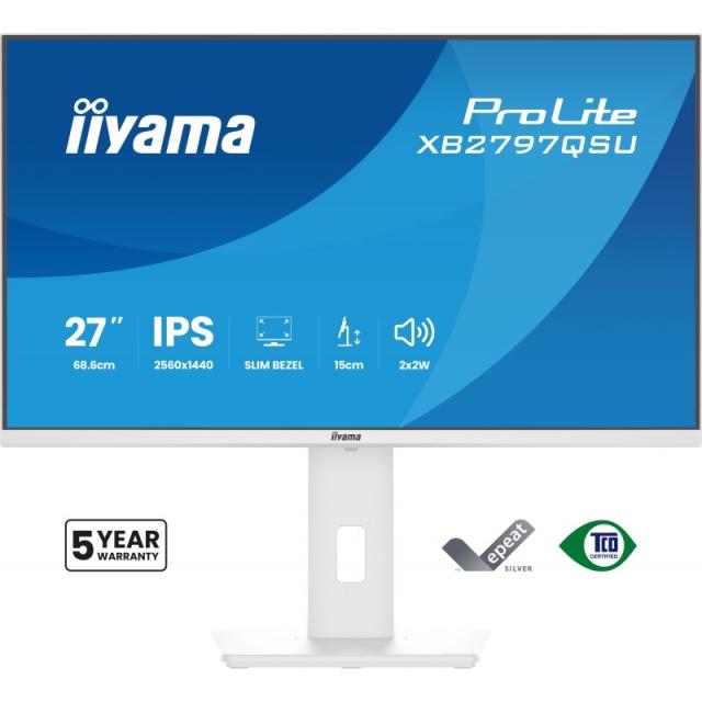 iiyama - ProLite XB2797QSU-W1 pantalla para PC 68,6 cm (27") 2560 x 1440 Pixeles Quad HD LED Blanco