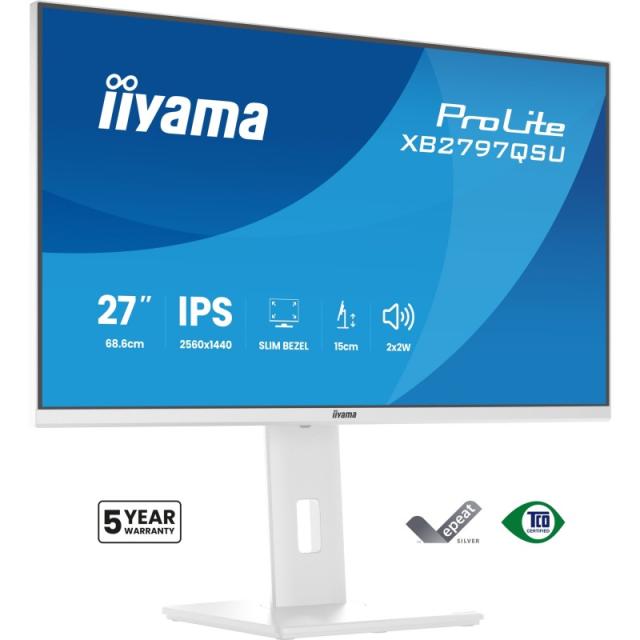 iiyama - ProLite XB2797QSU-W1 pantalla para PC 68,6 cm (27") 2560 x 1440 Pixeles Quad HD LED Blanco