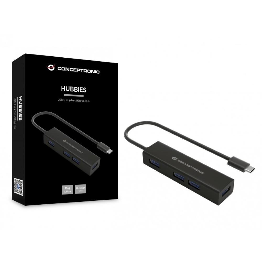 Conceptronic - HUBBIES07B hub de interfaz USB 3.2 Gen 1 (3.1 Gen 1) Type-C 5000 Mbit/s Negro