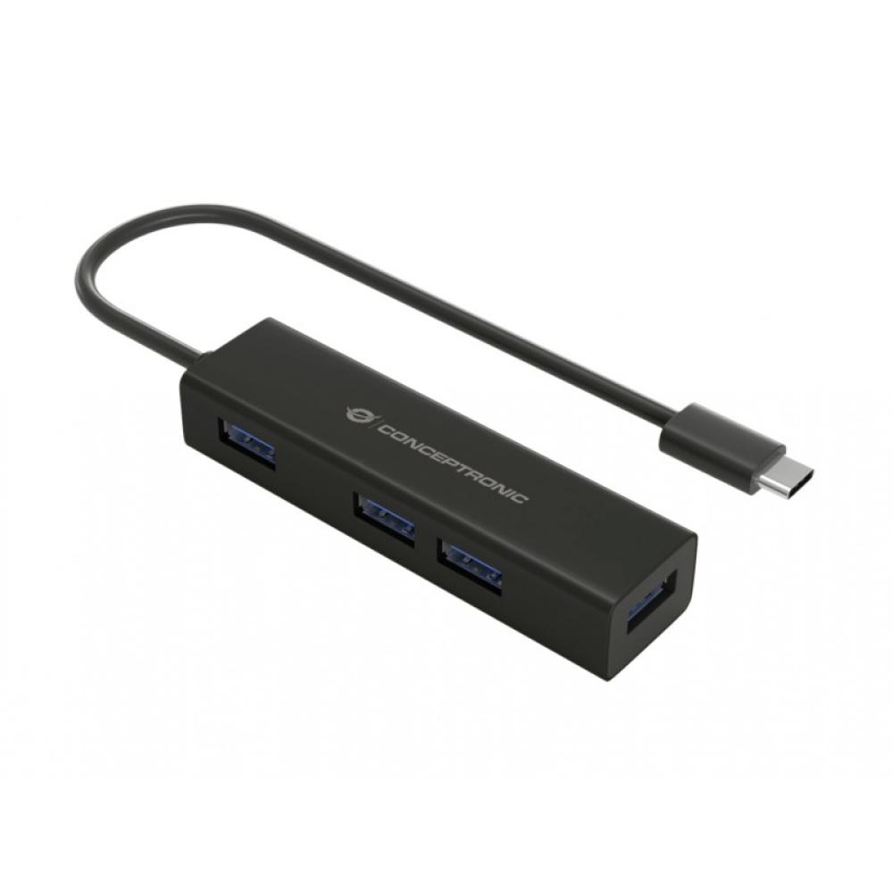 Conceptronic - HUBBIES07B hub de interfaz USB 3.2 Gen 1 (3.1 Gen 1) Type-C 5000 Mbit/s Negro