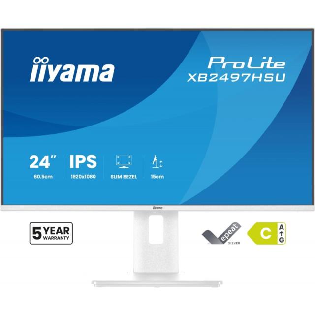 iiyama - ProLite XB2497HSU-W1 pantalla para PC 60,5 cm (23.8") 1920 x 1080 Pixeles Full HD LED Blanco