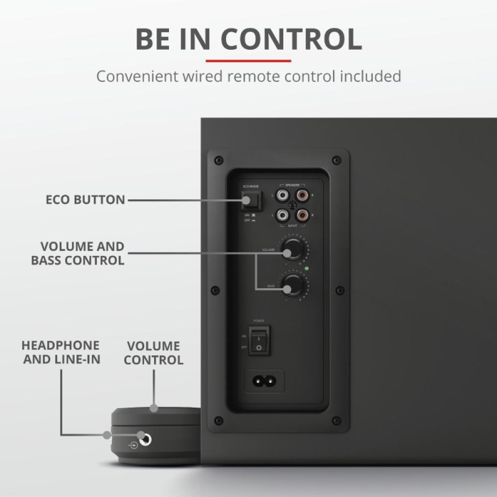 Trust - Yuri conjunto de altavoces 60 W Universal Negro 2.1 canales De 1 vía 15 W