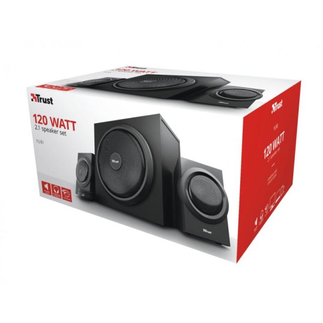 Trust - Yuri conjunto de altavoces 60 W Universal Negro 2.1 canales De 1 vía 15 W