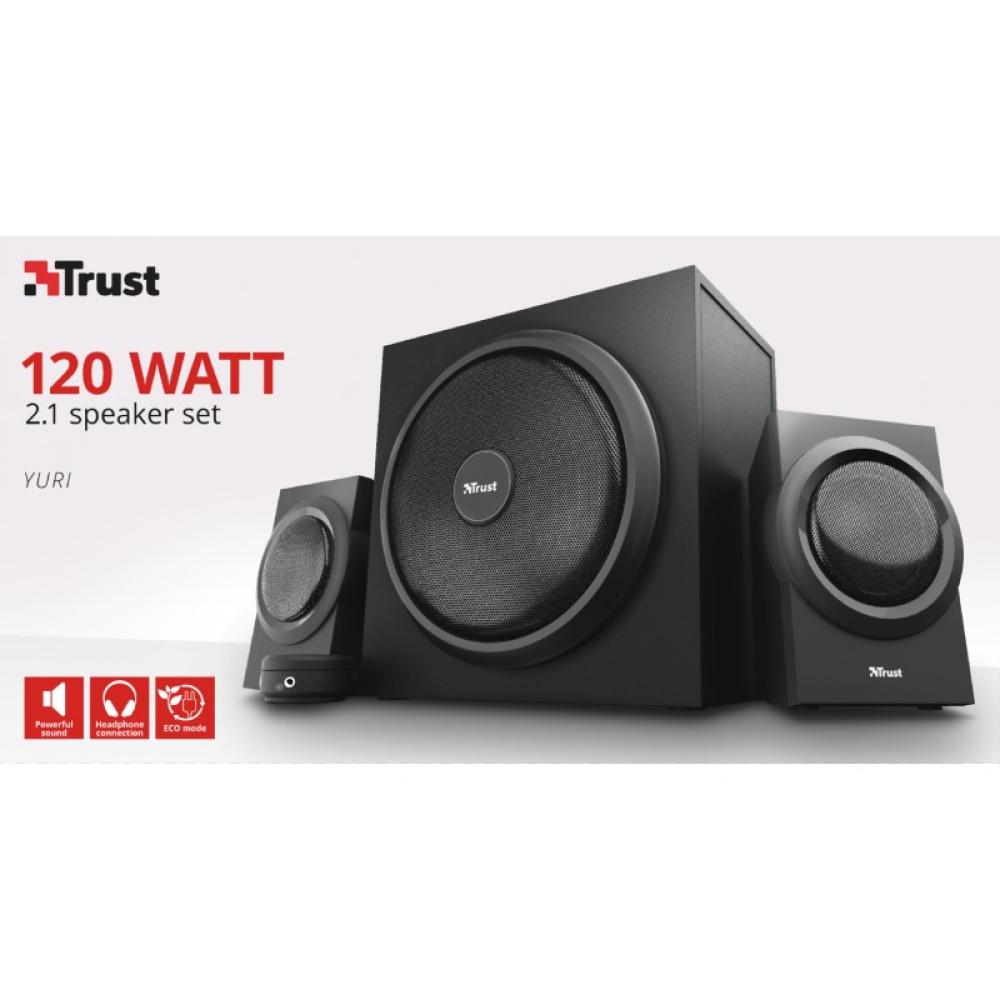 Trust - Yuri conjunto de altavoces 60 W Universal Negro 2.1 canales De 1 vía 15 W