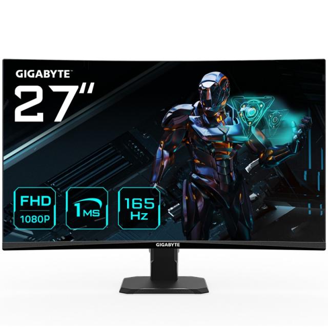 GIGABYTE - GS27F 27" Monitor de Juego FHD - 1920 x 1080, 165Hz, 1ms, 300 cd/m², FreeSync Premium, HDR Ready, HDMI 2.0, Displaypo