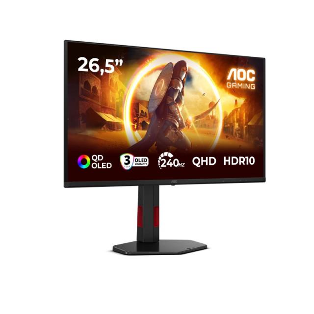 AOC - G4 Q27G4ZDR pantalla para PC 67,3 cm (26.5") 2560 x 1440 Pixeles Quad HD QD-OLED Negro, Rojo