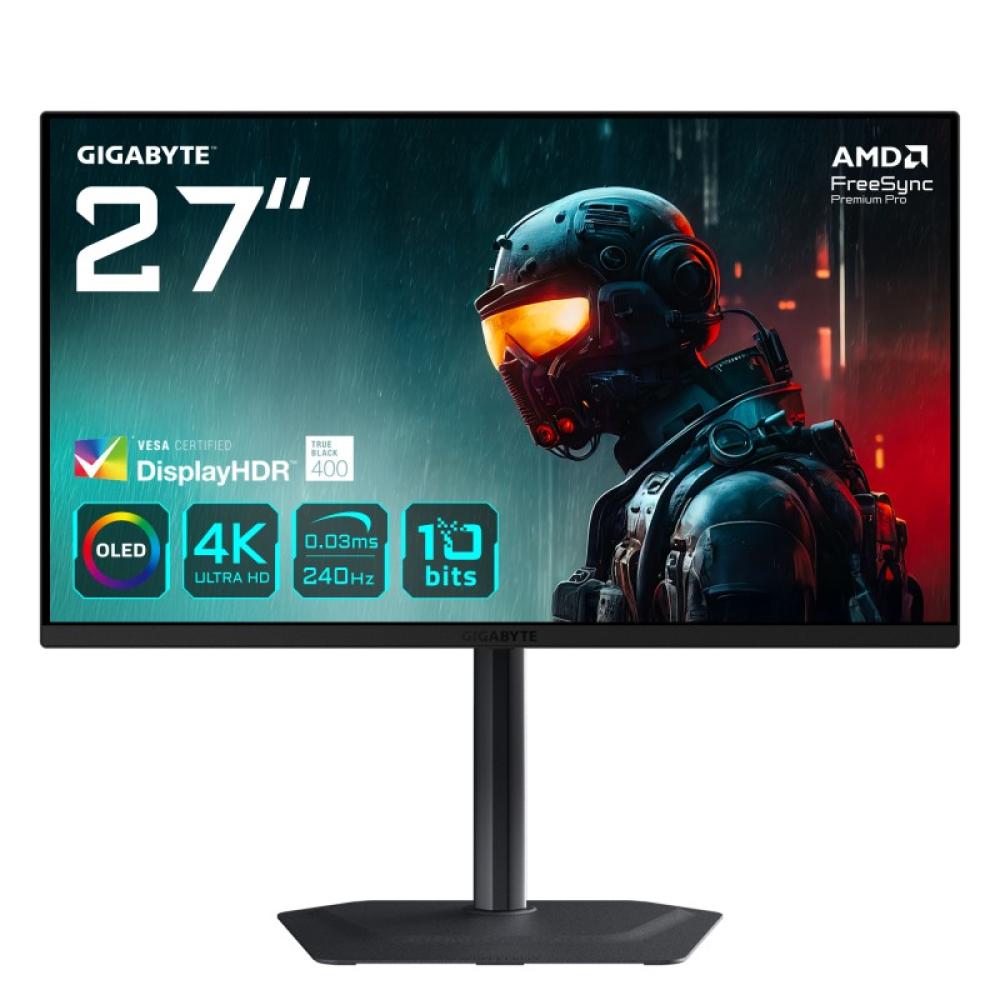 GIGABYTE - MO27U2 OLED 4K UHD Gaming Monitor - 3840 x 2160, 240Hz, 0,03 ms, 1000 cd/m², Display HDR True Black 400, HDMI 2.1, Di