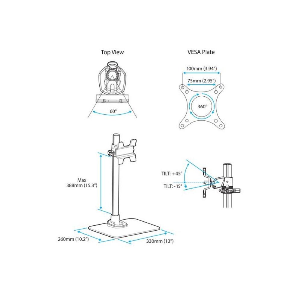 StarTech.com - Base de Sobremesa para un Monitor hasta 34" (14Kg)- Ajustable - de Acero - Plateado